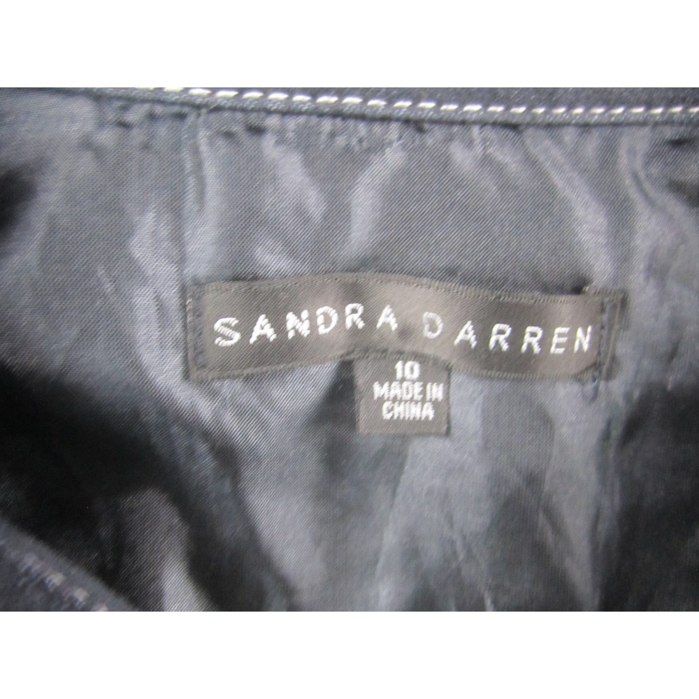 Sandra Darren Womens 10 Blue Denim-Look Sleeveless Belted Shirt Dress - Picture 4 of 10
